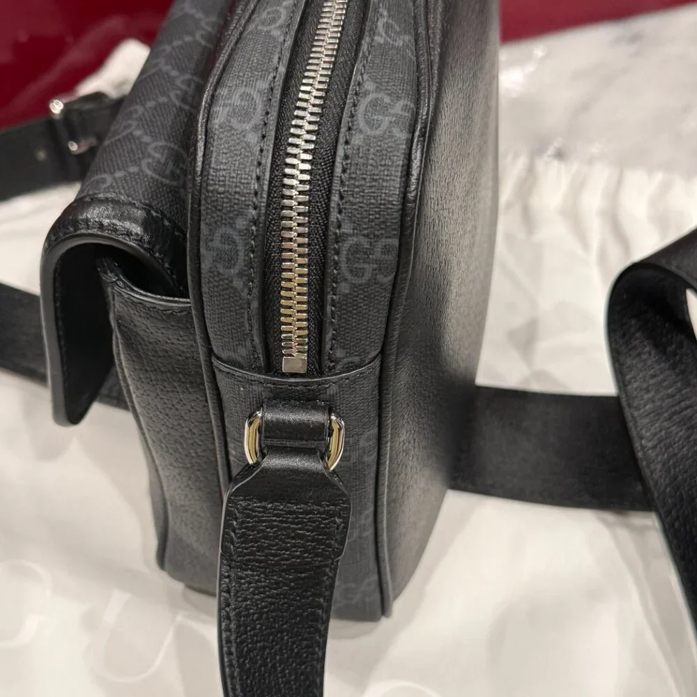 GUCCI 795464 GG Supreme Leather & Canvas Crossbody Bag, ships from USA